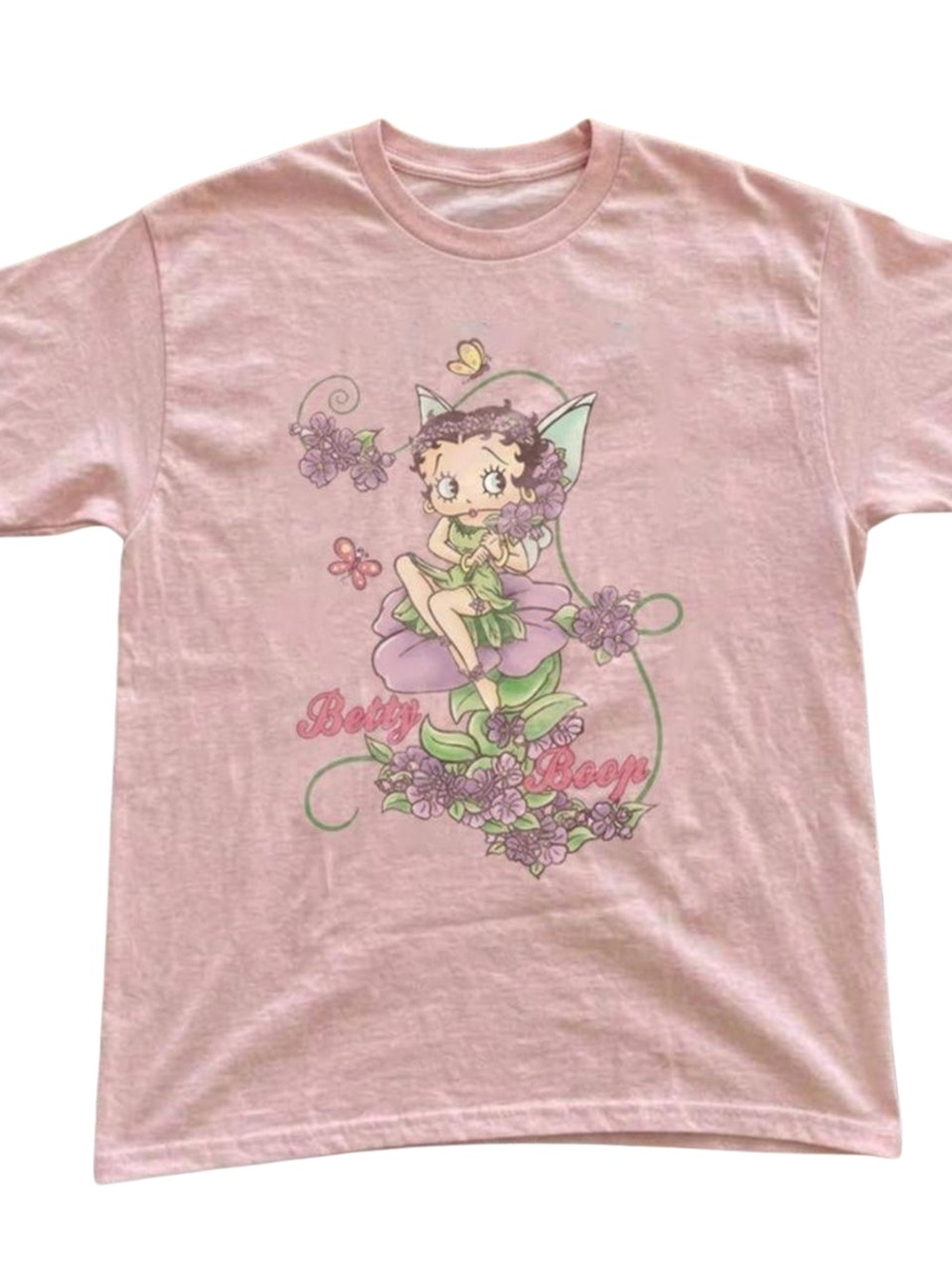 Gildan Pink Betty Boop Floral Graphic Tee, Gift For Her, For Him